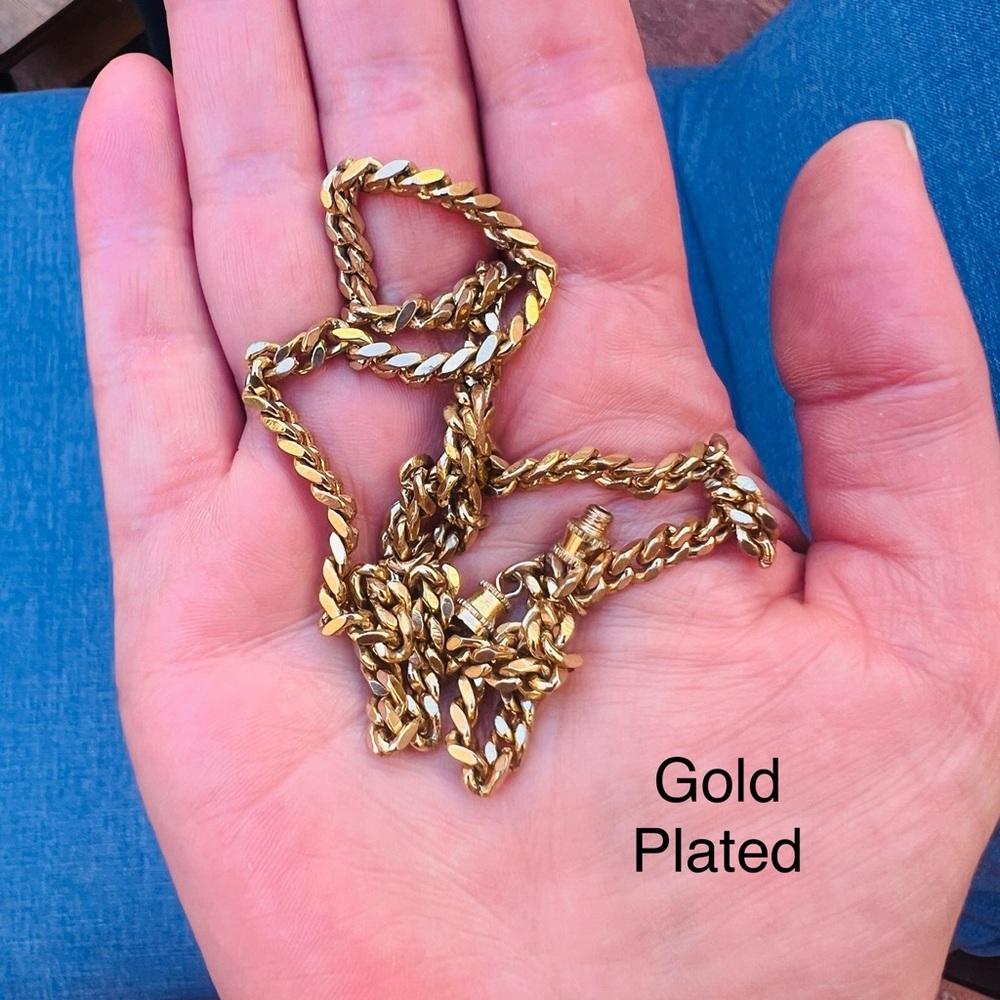 Vintage Chain Rope Necklace Gold Plated Metal 17 Inch